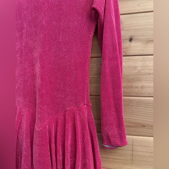 American Girl Size Small Pink Sparkle Dance Ice Skater Twirl Long Sleeve Dress - Picture 3 of 10